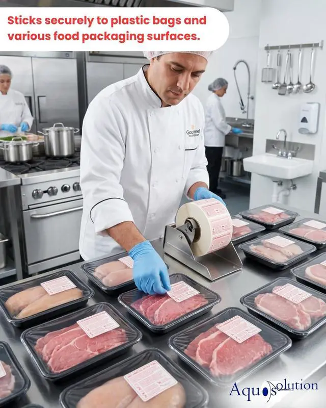 Alt view image 2 of 7 - Food Safe Handling Instruction Labels for Meat | 2.25" x 1.125" Informational Food Safety Labels | Strong Adhesive Rolls | 1000 Labels Per Roll | Made in USA (20 Rolls)