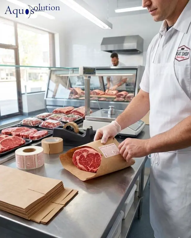 Alt view image 4 of 7 - Food Safe Handling Instruction Labels for Meat | 2.25" x 1.125" Informational Food Safety Labels | Strong Adhesive Rolls | 1000 Labels Per Roll | Made in USA (20 Rolls)