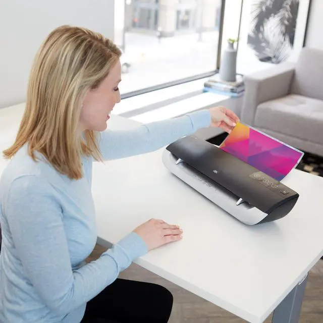 Alt view image 2 of 5 - Thermal Laminator Machine, Fusion 3000L, 9 Inch, 1 Min Warm-up, 3 or 5 Mil, with 30 EZUse Laminating Pouches for Home, Office and Classroom, Black (1703079)