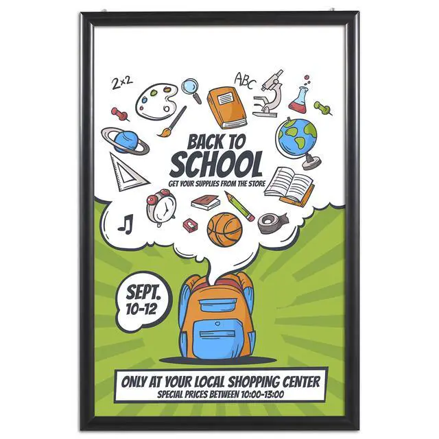 Alt view image 2 of 7 - Portable Snap Poster Frame 40x60 Inch Black 1.77" Aluminum Profile Front Loading Wall Mounting Photo Picture Document Certificate Sign Holder Mitered Corner Anti Glare Cover