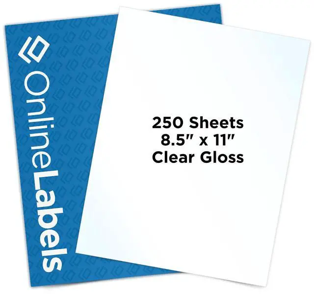 Main image of 8.5 x 11 Waterproof Crystal Clear Gloss Sticker Paper (Laser Printers Only) - 250 Sheets - Full Sheet Labels - OnlineLabels