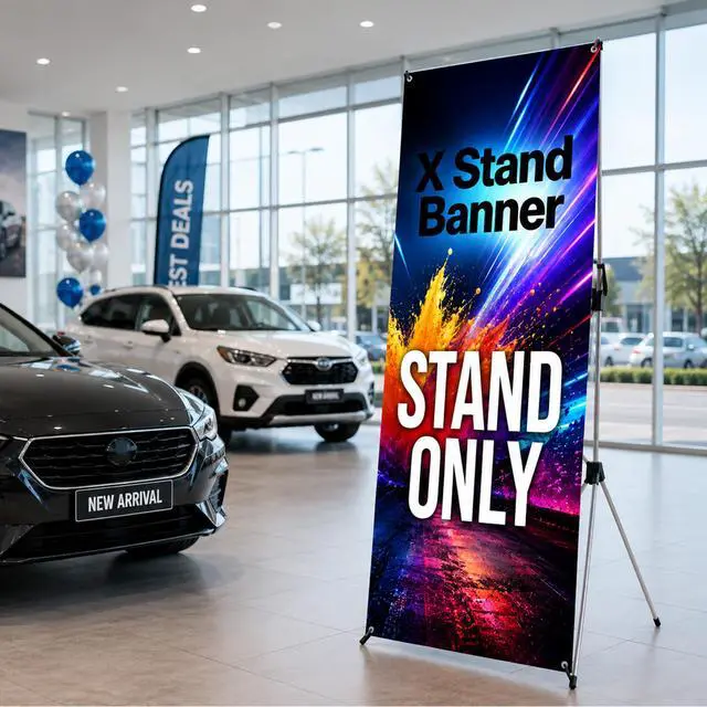 Alt view image 4 of 7 - Premium Foldable X Banner Stand 24" Wide, Adjustable 6372" Black Fiberglass Frame, with Carry Bag Portable Display for Trade Shows, Retail & Events (Stand Only) (3 PACKS)