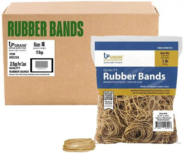 Main image of Upgrade Office Supply Rubber Bands, Size 16, 2-1/2 x 1/16 in, 36000 Count, 20 Pack Case USA