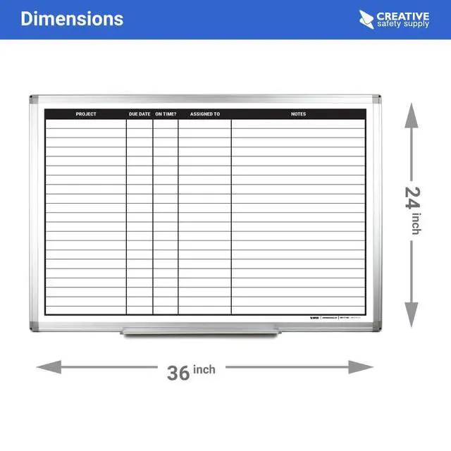 Alt view image 2 of 7 - Project Planning Whiteboard (36in x 24in) | Wall Mountable Aluminum Frame & Marker Tray - Easy Dry Erase and Magnetic - Stay Ahead of Schedule & Keep Your Team Informed