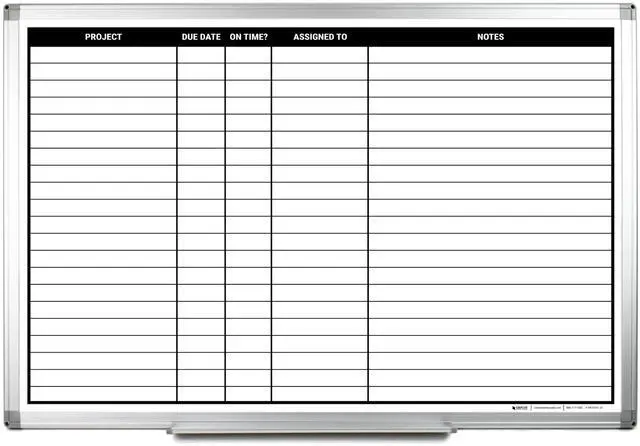 Main image of Project Planning Whiteboard (36in x 24in) | Wall Mountable Aluminum Frame & Marker Tray - Easy Dry Erase and Magnetic - Stay Ahead of Schedule & Keep Your Team Informed