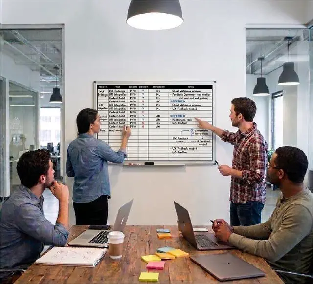 Alt view image 3 of 7 - Project Planning Whiteboard (36in x 24in) | Wall Mountable Aluminum Frame & Marker Tray - Easy Dry Erase and Magnetic - Stay Ahead of Schedule & Keep Your Team Informed