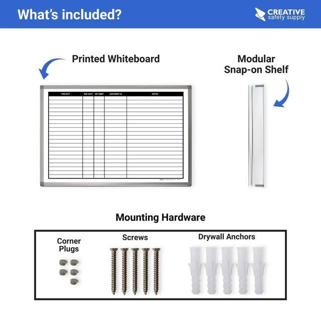 Alt view image 7 of 7 - Project Planning Whiteboard (36in x 24in) | Wall Mountable Aluminum Frame & Marker Tray - Easy Dry Erase and Magnetic - Stay Ahead of Schedule & Keep Your Team Informed