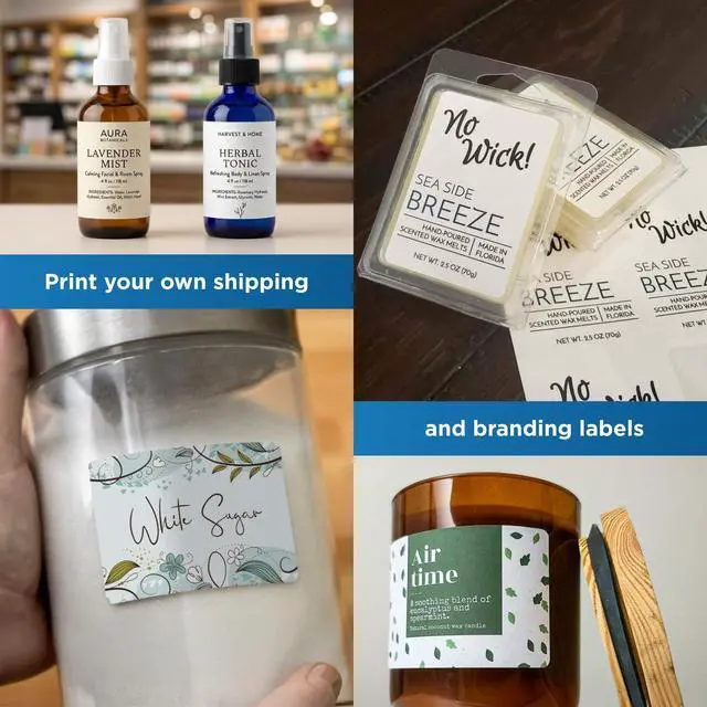 Alt view image 3 of 7 - 3 x 2 Rectangle Labels - Permanent, White Matte - Wax Melt, Soap, Address Labels - Pack of 10,000 Labels, 1,000 Sheets - Inkjet/Laser Printers