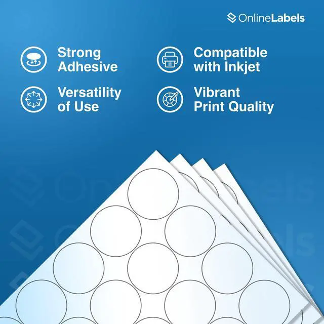 Alt view image 4 of 7 - 2 Inch White Gloss Round Labels - Pack of 5,000 Circle Stickers, 250 Sheets - Inkjet Printer