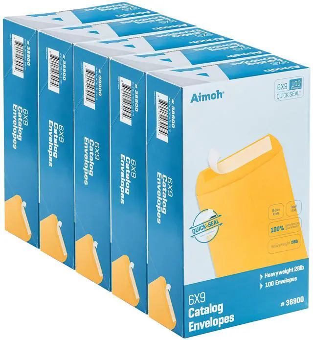 Main image of 6 x 9 Self-Seal Brown Kraft Catalog Envelopes - 28lb, Ultra Strong Quick-Seal, 6x9 inch - 1000 Count (38900-CS)