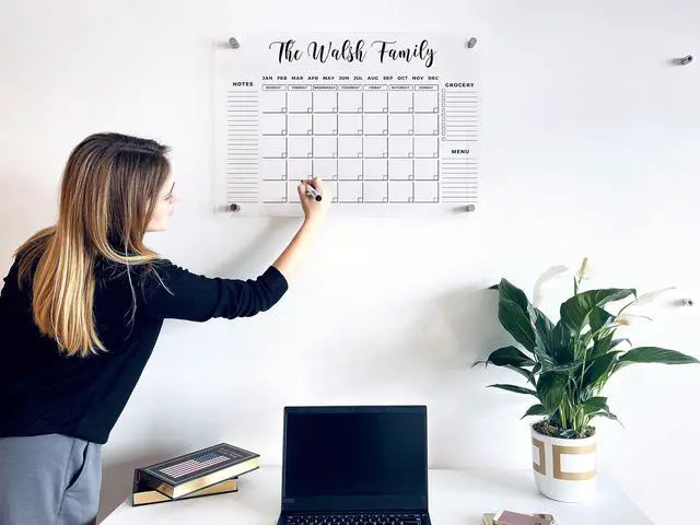 Alt view image 2 of 7 - Large Personalized Acrylic Wall Calendar - Personalized 2026 Dry Erase Calendar Family Calendar Monthly and Weekly Board Family Planner (40x28", Standard Package)
