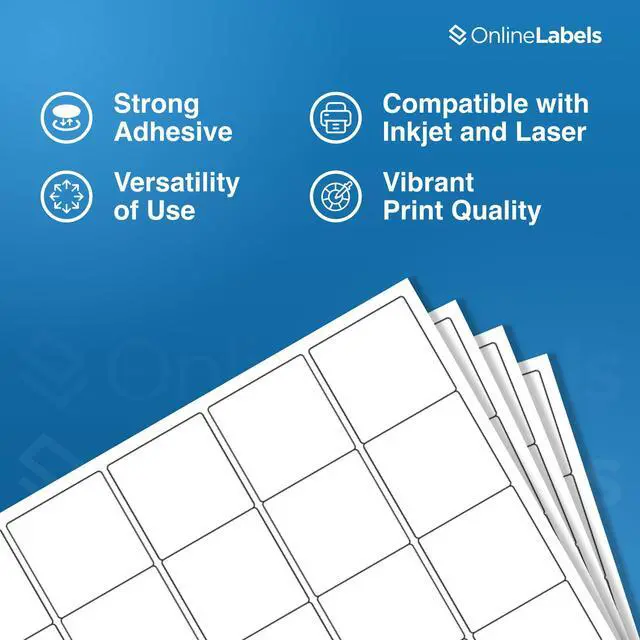 Alt view image 5 of 7 - OnlineLabels 2" x 2" Square Labels Permanent Adhesive, White Matte for Product Packaging, Candles, & QR Codes for Inkjet & Laser Printers Pack of 40,000 Labels, 2,000 Sheets OL330WX