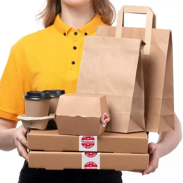 Alt view image 3 of 4 - Food Delivery Tamper Evident Sealed for Freshness Labels - 500 Adhesive Stickers for Safe Food delivery (Strips 18 Pack)