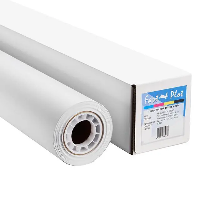 Alt view image 3 of 7 - Self Adhesive Vinyl - Waterproof 4mil - 42inch x 60ft Roll - 3inch core