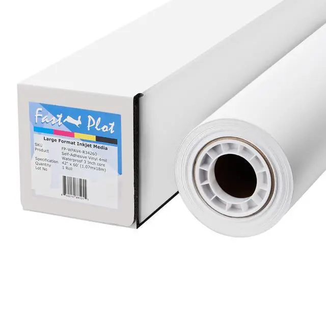 Alt view image 2 of 7 - Self Adhesive Vinyl - Waterproof 4mil - 42inch x 60ft Roll - 3inch core