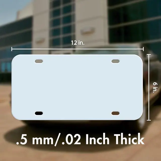 Alt view image 2 of 7 - 12" x 6" Blank Vanity Plates for Custom Designs 250 Pack | Smooth Plastic Surface, Pre-Drilled Mounting Holes, Ready for Vinyl & DTF