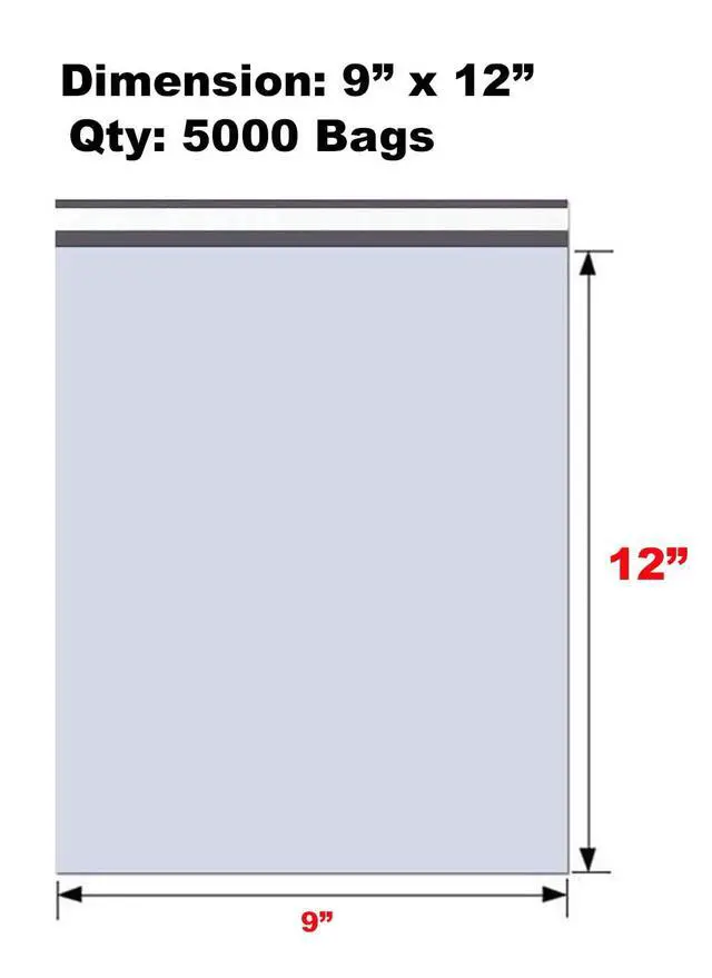 Alt view image 2 of 7 - 9x12 Inch White Poly Mailers #3, 5000-Pack Bulk Self-Seal Shipping Envelopes, Waterproof Mailing Bags for Clothing, Apparel & Business Packaging