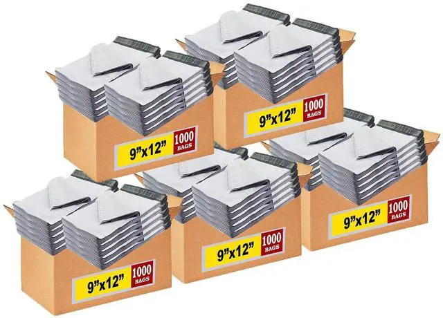 Main image of 9x12 Inch White Poly Mailers #3, 5000-Pack Bulk Self-Seal Shipping Envelopes, Waterproof Mailing Bags for Clothing, Apparel & Business Packaging