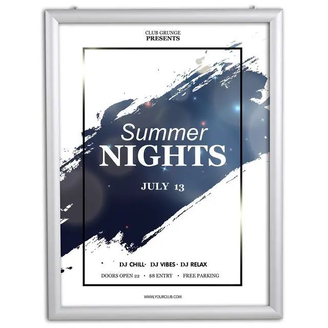 Alt view image 2 of 7 - Portable Snap Poster Frame 36x48 Inch Silver 1.77" Aluminum Profile, Front Loading Wall Mounting Display for Photo Picture Document Certificate Mitered Corner Anti Glare Cover