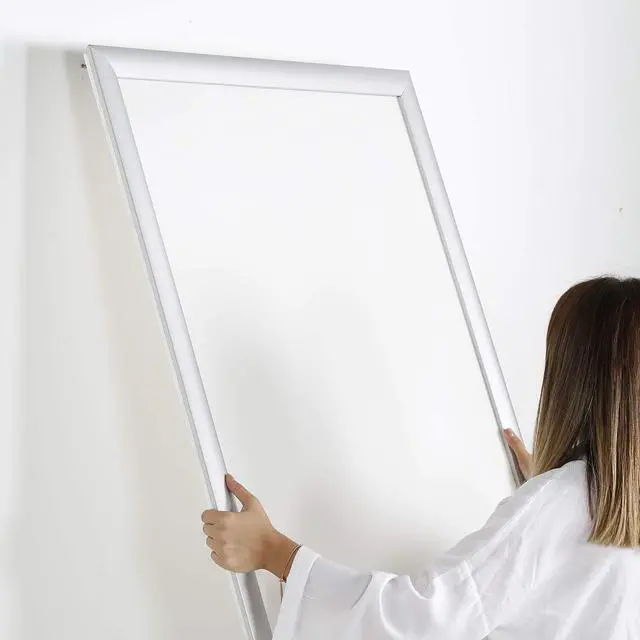 Alt view image 3 of 7 - Portable Snap Poster Frame 36x48 Inch Silver 1.77" Aluminum Profile, Front Loading Wall Mounting Display for Photo Picture Document Certificate Mitered Corner Anti Glare Cover