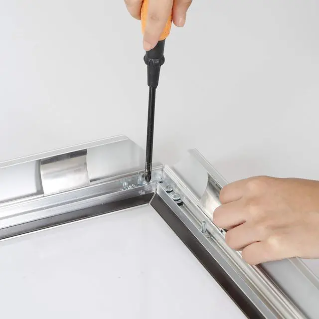 Alt view image 5 of 7 - Portable Snap Poster Frame 36x48 Inch Silver 1.77" Aluminum Profile, Front Loading Wall Mounting Display for Photo Picture Document Certificate Mitered Corner Anti Glare Cover