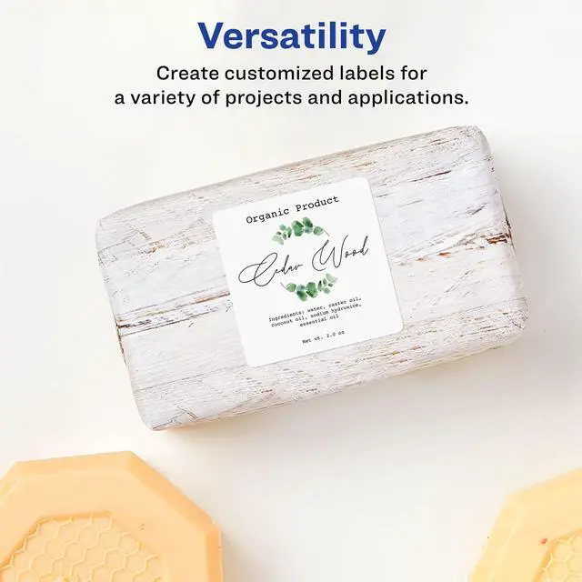 Alt view image 2 of 7 - Matte White Square Labels, Sure Feed Technology, 2.5" x 2.5", 2,250 Matte White Printable Labels