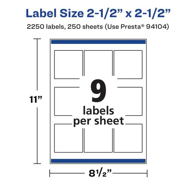 Alt view image 5 of 7 - Matte White Square Labels, Sure Feed Technology, 2.5" x 2.5", 2,250 Matte White Printable Labels