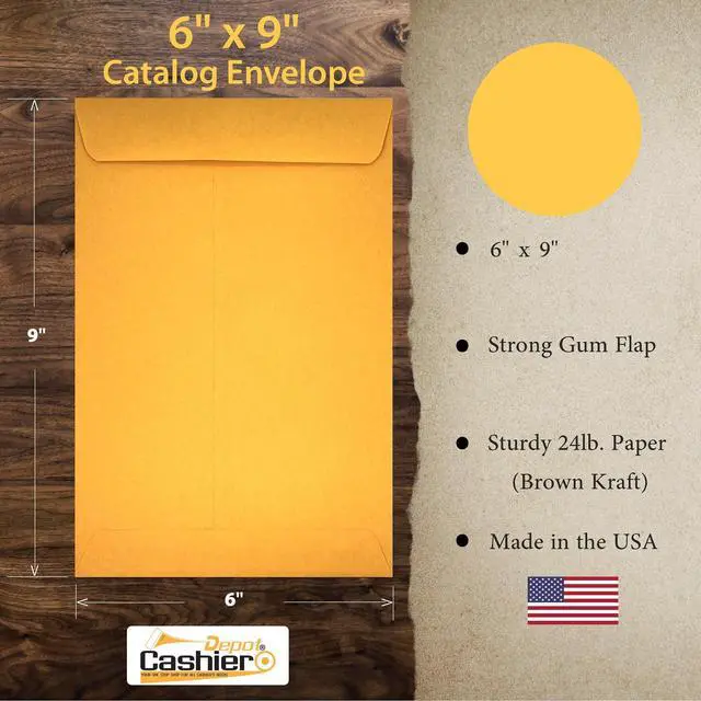 Alt view image 2 of 5 - 2500 Cashier Depot - 6" x 9" Catalog Envelopes Open End Sturdy 24lb Kraft Gum Flap Closure Professional Mailing & Document Storage, 2500 Count