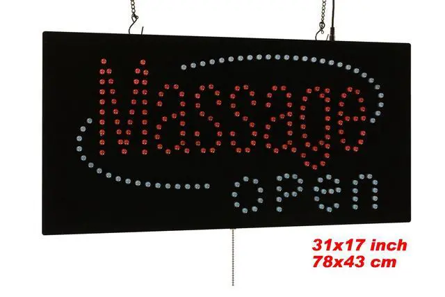 Alt view image 2 of 6 - Massage Open Sign, Jumbo size, 31"x17", 78x43cm, LED, Neon, Florescent, Signage, Signboard, Display, Billboard, Screen, Grand Opening, Gift