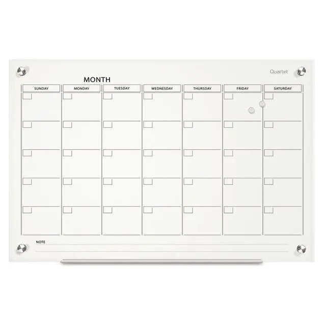 Alt view image 2 of 7 - Dry Erase White Board 36"W x 24"H Glass Calendar, Magnetic Planning Board, White (GC2418F)