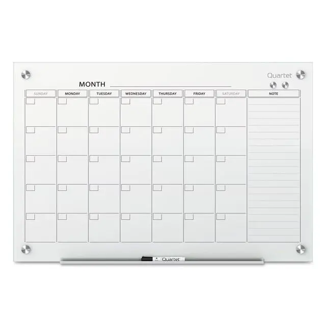 Alt view image 3 of 7 - Dry Erase White Board 36"W x 24"H Glass Calendar, Magnetic Planning Board, White (GC2418F)