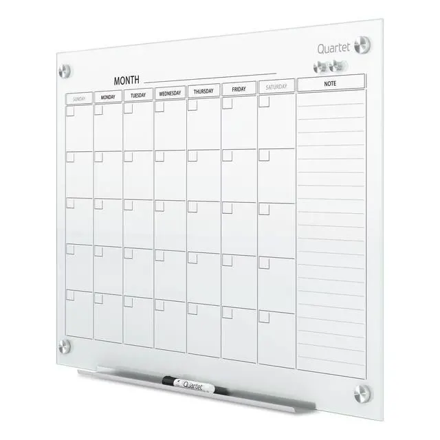 Alt view image 4 of 7 - Dry Erase White Board 36"W x 24"H Glass Calendar, Magnetic Planning Board, White (GC2418F)