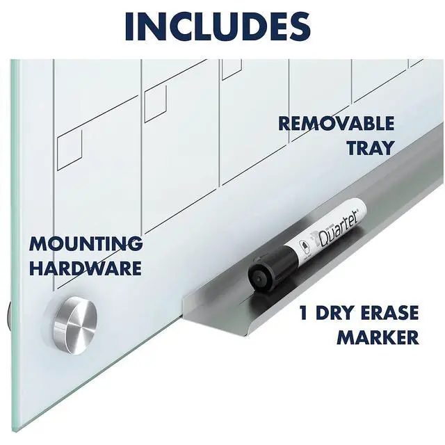 Alt view image 7 of 7 - Dry Erase White Board 36"W x 24"H Glass Calendar, Magnetic Planning Board, White (GC2418F)