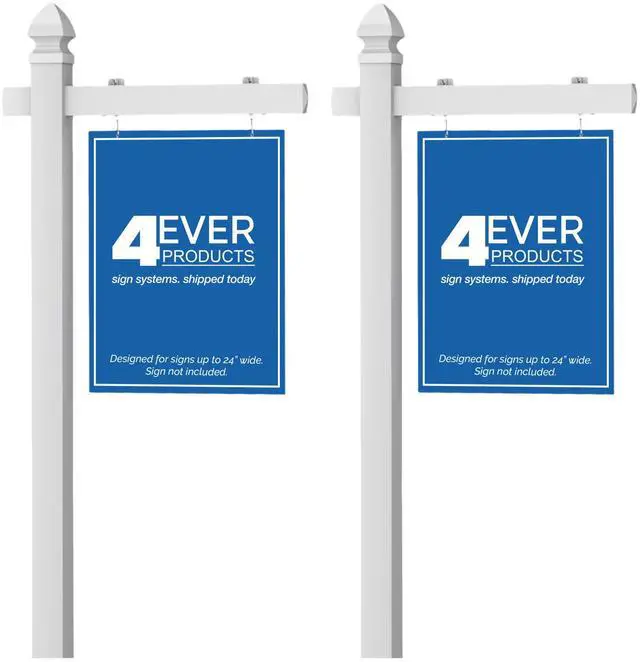 Main image of Vinyl PVC Real Estate Sign Post - White - 6' Tall Post - 2 Pack