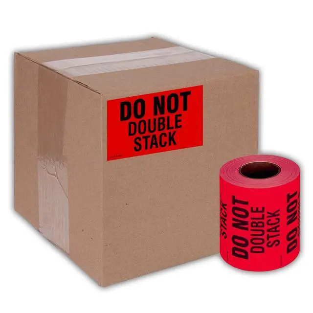 Alt view image 5 of 5 - 3" X 5" Do not Double Stack Fluorescent Shipping Label Stickers for Shipping and Packing - 500 Labels Per Roll (10 Pack)