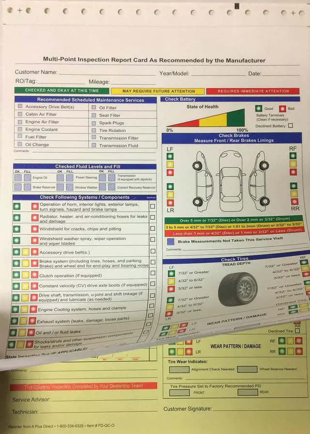 Alt view image 2 of 4 - Multi Point Inspection Form 2 Part - FD-QC-O (1000)