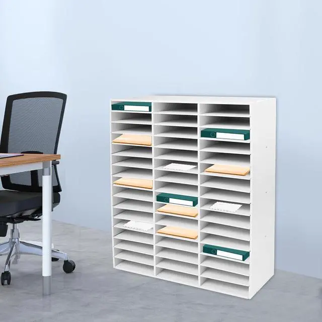 Alt view image 2 of 7 - Mailbox for Classroom, 48 Compartments Paper Organizer Storage, 16 Layer Mail Organizer for Home School Office (White, 48 Slots)