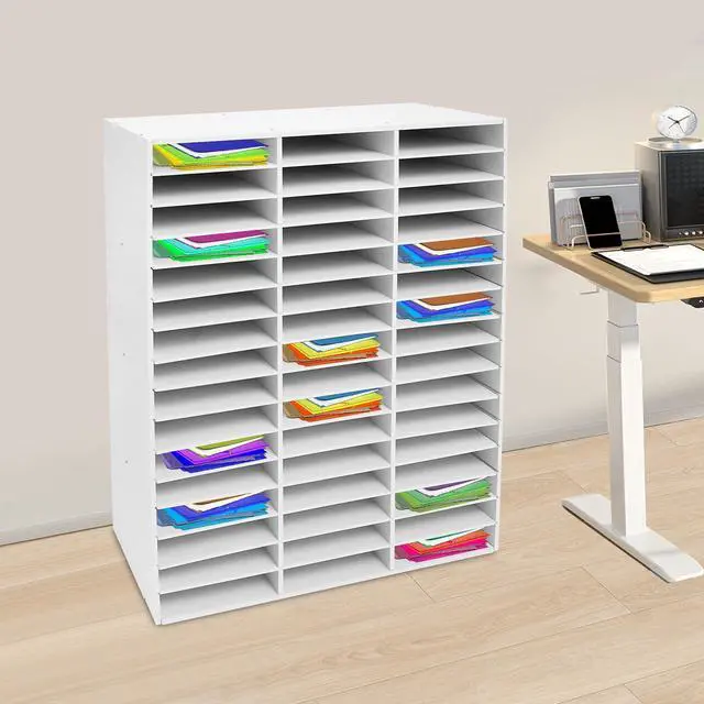 Alt view image 3 of 7 - Mailbox for Classroom, 48 Compartments Paper Organizer Storage, 16 Layer Mail Organizer for Home School Office (White, 48 Slots)