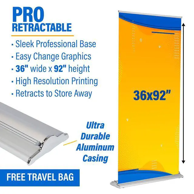 Alt view image 2 of 6 - DOT4DOT Retractable Banner - 36x92" - PRO Stand Pull Up Roll Up Portable Personalized izable full color design with travel case for advertising, business, events Trade Shows