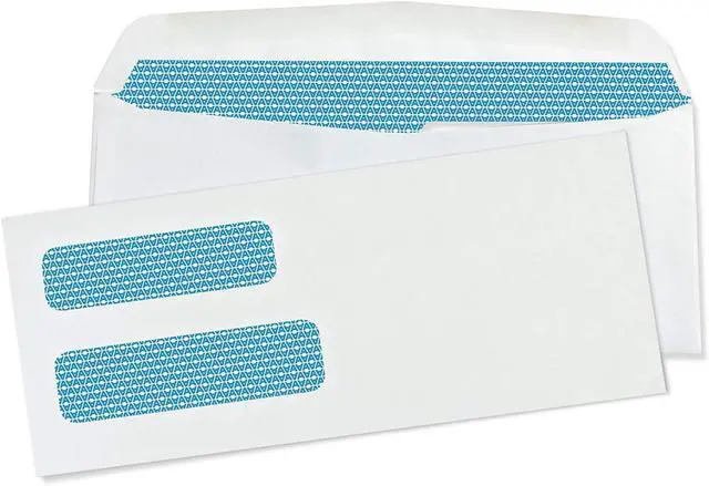Alt view image 2 of 3 - #10 Double Window Security Envelopes - GUMMED Closure, Security Tinted - Size 4-1/8 x 9-1/2 - White - 24 LB - 1 Case - 5 Packs - 2500 Envelopes (30101-CS)