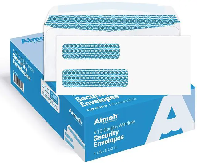 Main image of #10 Double Window Security Envelopes - GUMMED Closure, Security Tinted - Size 4-1/8 x 9-1/2 - White - 24 LB - 1 Case - 5 Packs - 2500 Envelopes (30101-CS)