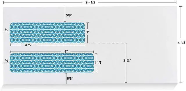 Alt view image 3 of 3 - #10 Double Window Security Envelopes - GUMMED Closure, Security Tinted - Size 4-1/8 x 9-1/2 - White - 24 LB - 1 Case - 5 Packs - 2500 Envelopes (30101-CS)
