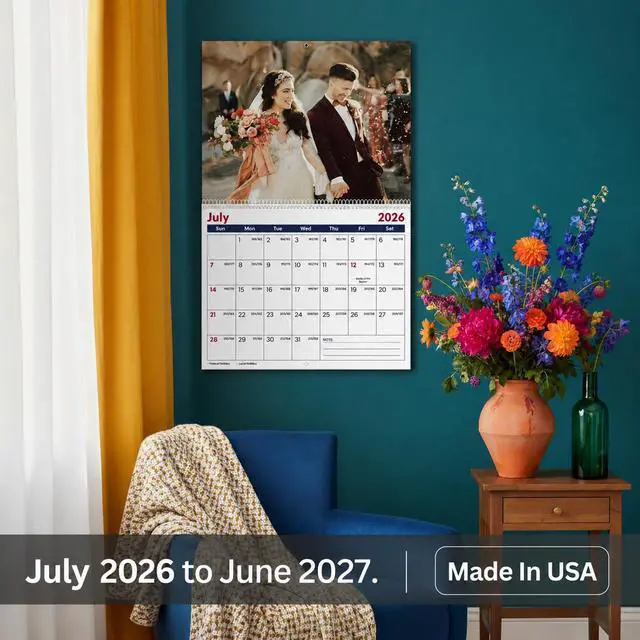 Alt view image 2 of 7 - Custom Photo Wall Calendar July 2026 To June 2027 for Home & Office - Print Your 13 Memories & Make Your Own Personalized Calendar 2026/27 - Customized Gift (Large 11'' x 17'' Made in USA) - 5 Pack