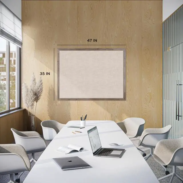Alt view image 2 of 7 - Linen Bulletin Board, 36" x 48", Rustic Wood Style Frame, Industrial Grade Pinning Surface