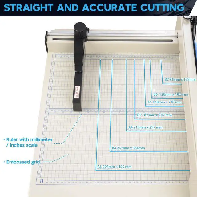 Alt view image 3 of 7 - Paper Cutter 17" Blade A3 Large Industrial Guillotine 400 Sheets | Heavy Duty Cutting Cardstock Trimmer
