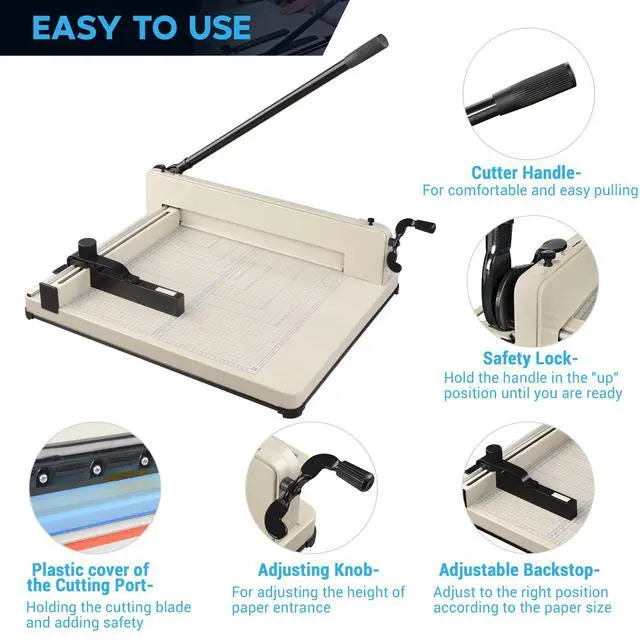 Alt view image 5 of 7 - Paper Cutter 17" Blade A3 Large Industrial Guillotine 400 Sheets | Heavy Duty Cutting Cardstock Trimmer
