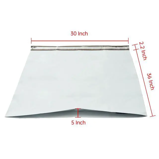 Alt view image 2 of 3 - Expansion Poly Mailers 30 x 36 x 5 Inches, White Gusseted Poly Shipping Bags 3 Mil Thick, Waterproof & Tear-Resistant Shipping Bags for Clothing, Blankets, Quilts, and More (100)