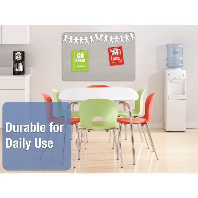 Alt view image 4 of 7 - Bulletin Board 48"W x 36"H Fabric Cork Board Alternative for Office School or Home Décor, Gray (7684G)