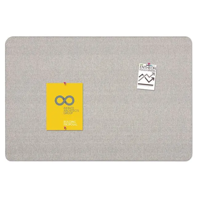 Alt view image 5 of 7 - Bulletin Board 48"W x 36"H Fabric Cork Board Alternative for Office School or Home Décor, Gray (7684G)