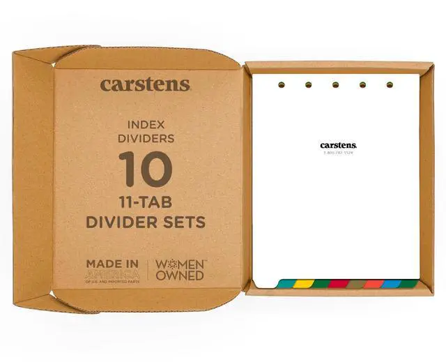 Main image of Heavy Duty Plastic Dividers, 11-Tab, Multi-Color, Blank, for Top-Opening Ring Binders, Case of 10